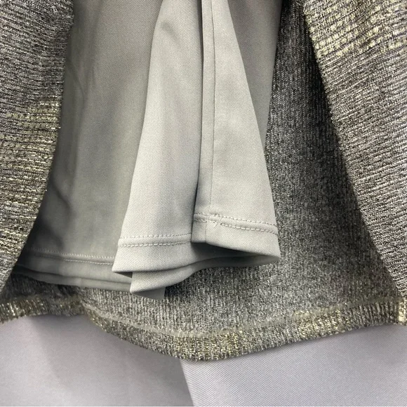 NWT White House Black Market Gray Gold Metallic Drape Neck Shine Dress Size 6 - Picture 6 of 10